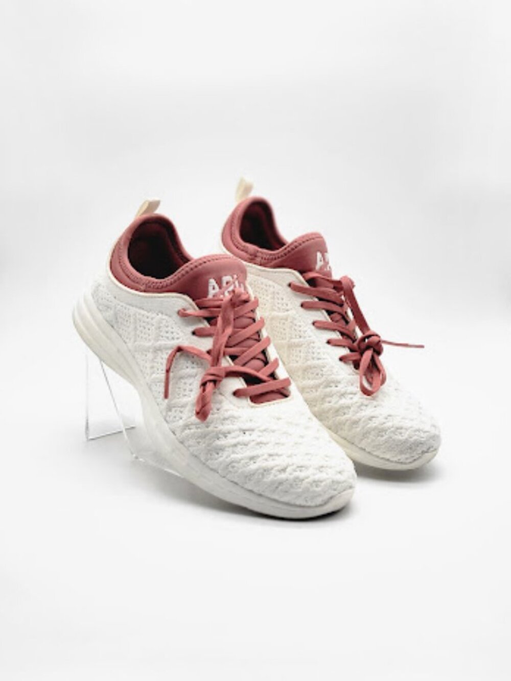APL TechLoom Phantom W Women’s Size 11 White Rose Pink Knit Running Sneakers
